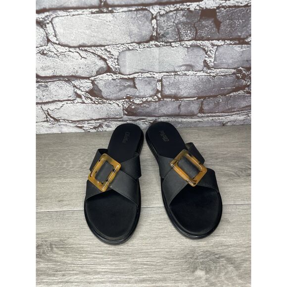 OluKai La'i Slide Black Leather Leopard Beach Sandals Women Sz 8M US/38EU - Picture 5 of 16